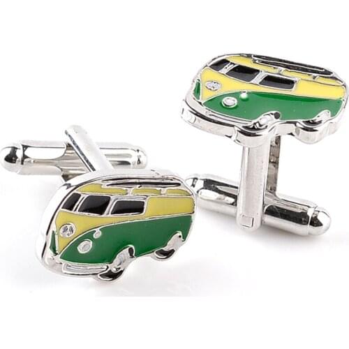 High Quality Alloy Bus Design Cufflinks Brand Fashion Jewelry Train Cufflink For Mens Shirt Cuff Links New Year Gifts