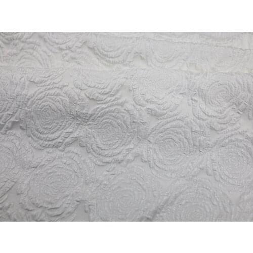 White Rose embossed Polyester Jacquard fabric 145cm wide - sold by the meter