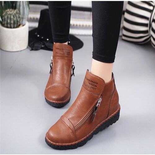 Ladies Martin boots thick-soled retro short tube autumn and winter new mother ankle boots zapatos de mujer 2020