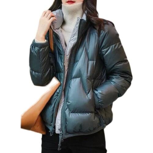 Ladie Winter Coat Thick Warm Down Cotton Clothes 2021 Women Coats Large Size Loose Shiny Coat Female Elegant Slim Jacket OK1039