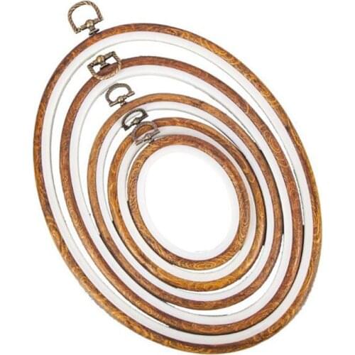 1pc Classic Wood Grain Embroidered Stretch Tool Plastic Round Oval Octagon Rectangle Embroidery Hoop DIY Hand Sewing Accessories