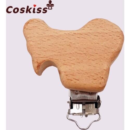 10pcs 2018 New Style Beech Wooden Pacifier Clips Animal Shape Pacifier Holder Dummy Nipple Clip Baby fashion Wood Teether
