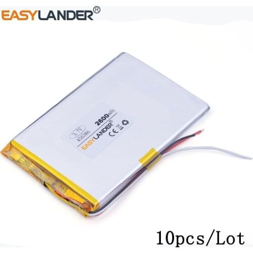10pcs /Lot 456386 2600mAh 3.7v lithium Li ion polymer rechargeable battery For tablet pc cell phone POWER BANK PIPO MIUI E-book