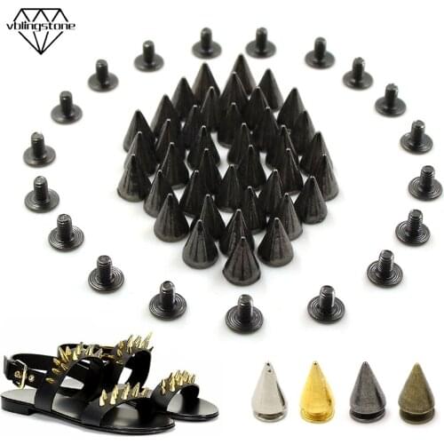 100pcs 7x10MM Cone Spikes And Studs Screwback Studs For Punk Leather DIY Craft Mix Color Metal Garment Spikes Rivets On Clothes