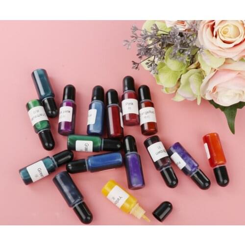 16Pc 10ML Epoxy UV Resin Pigment Liquid Colorant DIY Dye Crafts Soap Candle