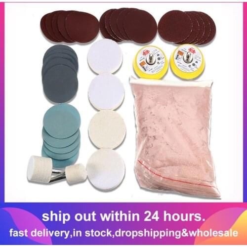 34Pc 390g Cerium Oxide Glass Polishing Powder Kit For Deep Scratch Remover for Windscreen Windows Glass Cleaning Scratch Removal