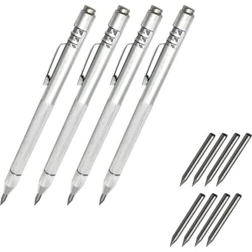 4 Pcs Carbide Scriber,Aluminum Etching Engraving Pen with 8 Replacement Marking Tip for Glass/Ceramics/Metal Sheet