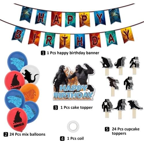 Bandai Godzilla Birthday Party Decoration Christmas Kids Toy Decoration Party Balloon Set Baby Shower Decorations Gender Reveal
