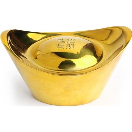 FREE SHIPPING PURE COPPER SOLID GOLD INGOT HANDICRAFT FURNISHING ARTICLES BRASS INGOTS FAMILY DECORATION DECORATION FOUR SIZES