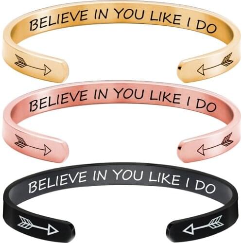 Stainless Steel Bracelet C-shaped Opening Bracelet Female Fashion Jewelry Boyfriend Gift Believe In You Like I Do Christmas Gift