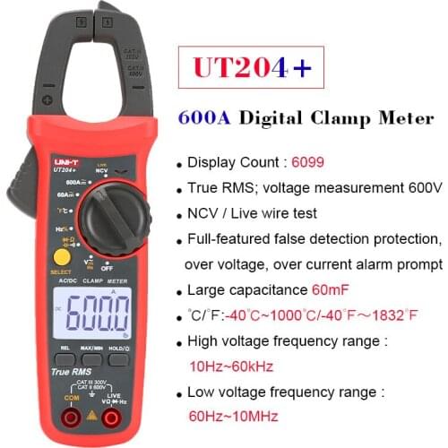 UNI-T UT204+ Digital LED High-Precision Digital Display True RMS Value Of 400-600A Automatic Range Voltmeter Resistance Test