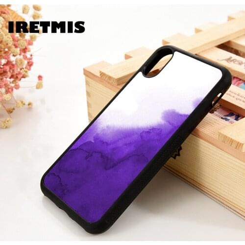 Iretmis 5 5S SE 6 6S TPU Silicone Rubber phone case cover for iPhone 7 8 plus X Xs 11 Pro Max XR STORM PURPLE WATERCOLOUR