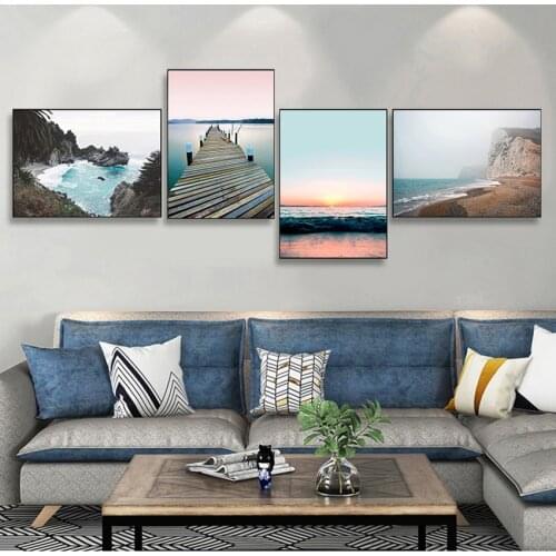 Painting Tropical Decoration Picture Home Decor Scandinavian Nordic Ocean Bridge Pineapple Wall Art Canvas Print Seascape