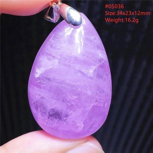 Genuine Natural Purple Kunzite Pendant Cat Eye Gemstone Women Men Big Oval Bead Water Drop Necklace Crystal Reiki AAAAA