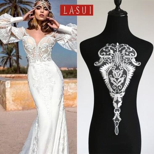 LASUI 5 pieces=1 lot Classical embroidery lace flower accessories Hand diy bride wedding dress decoration material 0039