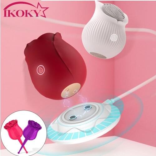 IKOKY Breast Massager G Spot Sucking Clit Vibrator Jumping Egg Vibrator Nipple sucker Clitoral Stimulation Tongue Licking