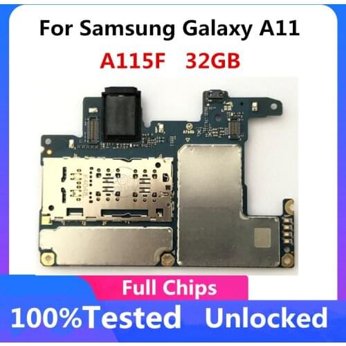 For Samsung Galaxy A11 A115F 32GB Motherboard Mainboard Logic Board Circuits Card Fee Flex Cable Original Unlocked Logic board