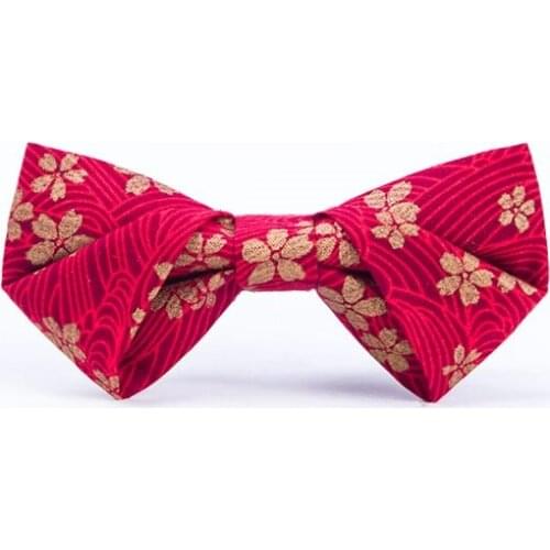 New Arrivals Fashion Wedding tie for Men Groom Prom Party Bow Tie Floral Print Bowties Accessories Gift Red