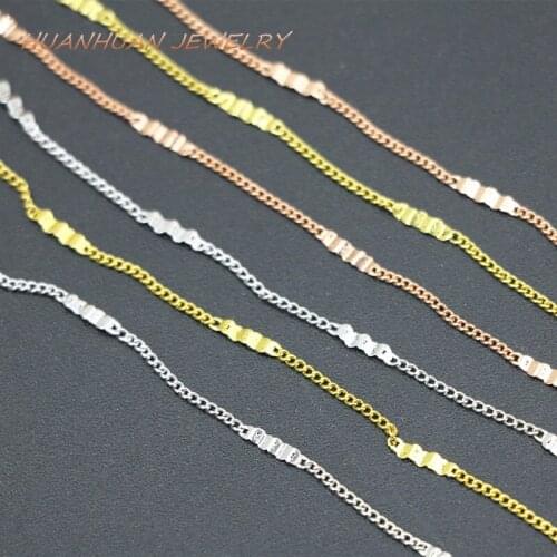 New Fashion Jewelry Link Chain 1mm Copper Stainless Steel Chains Necklace Choker Jewelry Diy Friends Lovers Gift 18inch B3367