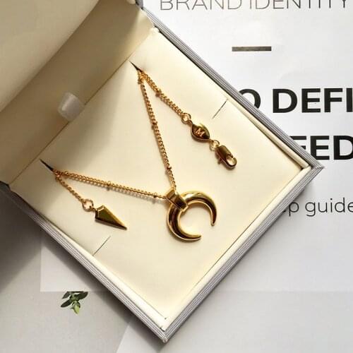 OL Style Fine Horn Pendant Clavicle Necklace Golden Plated Choker Chain Necklace Jewelry for Women
