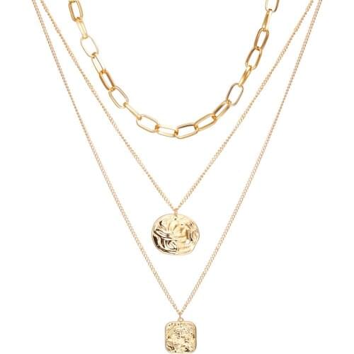 Punk Vintage Layered Portrait Coin emo Pendan Necklace Set Chunky thin Cuban Link Chains Choker Necklaces For Women Jewlery