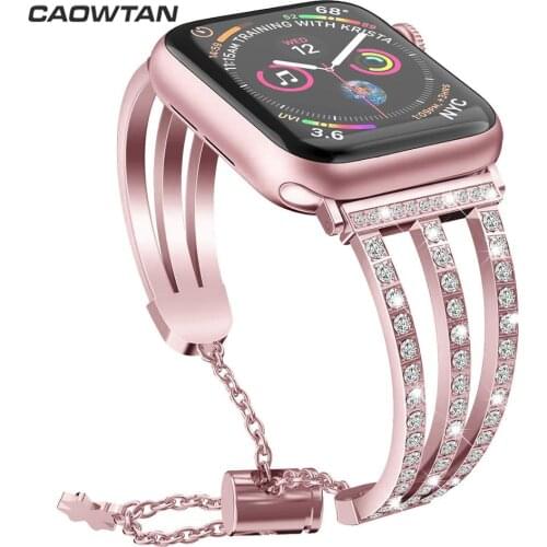 Band for Apple Watch series 5 4 3 2 Diamond For Apple Watch 38mm 42mm women iWatch 5 4 40mm 44mm bracelet stainless steel strap