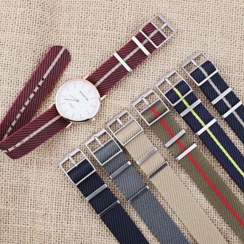 Nylon Nato Strap Premium Quality Herringbone 20mm 22mm Seatbelt Watch Band For 007 James Bond Military Striped Replacement Watch