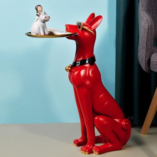 Nordic Style Home Decor Figurine Bluetooth Audio Dog Figurine Storage Desk Living Room Decoration Statue Decorative Statue Tray