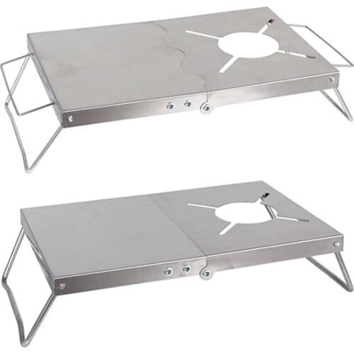 Outdoor Folding Heat Insulation Table Stainless Steel Stove Bracket Barbecue Table Gas Stove Camping Stove Accessories