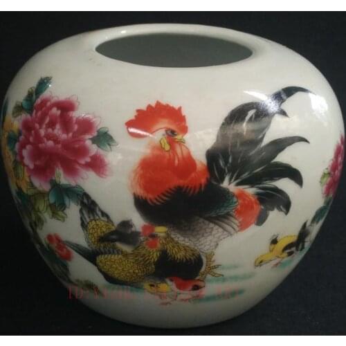 YIZHU CULTUER ART Collection Old China Porcelain Painting Flower Chicken Jar Bowl Decoration Gift