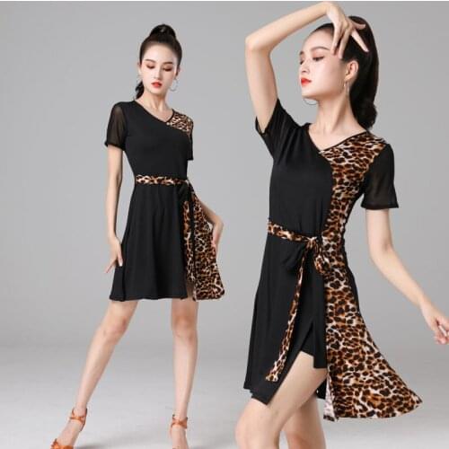 2021 New Fashion Latin Dance Dress Women Adult Sexy Leopard Costume Ballroom Dance Performance On Stage Competition Clothing XXL
