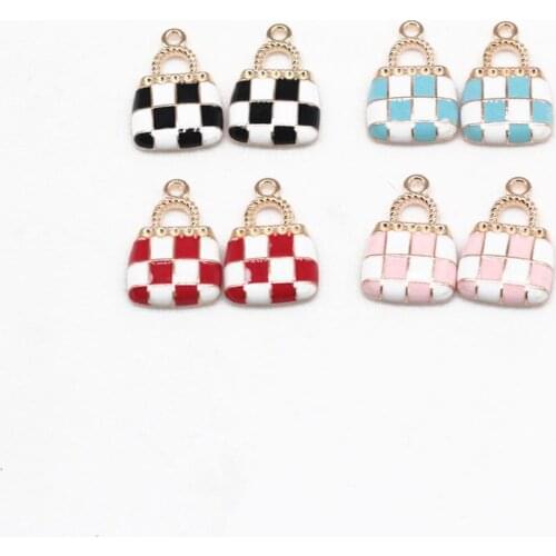 10pcs New drop oil black blue pink handbag alloy pendant jewelry pendant accessories earrings headdress