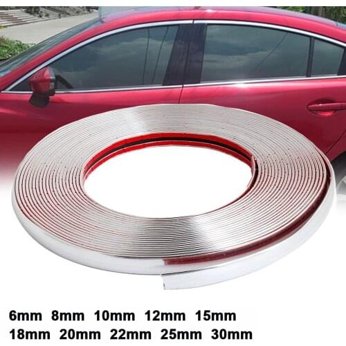13M Car Chrome Body Strip Bumper Auto Door Window Protective Moulding Styling Flexible Trim Sticker 6MM 8MM 12MM 15MM 20MM 30MM