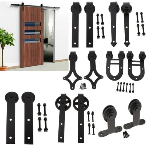 2pcs Black Steel Sliding Barn Wood Door Roller Hardware Replacement Hanger