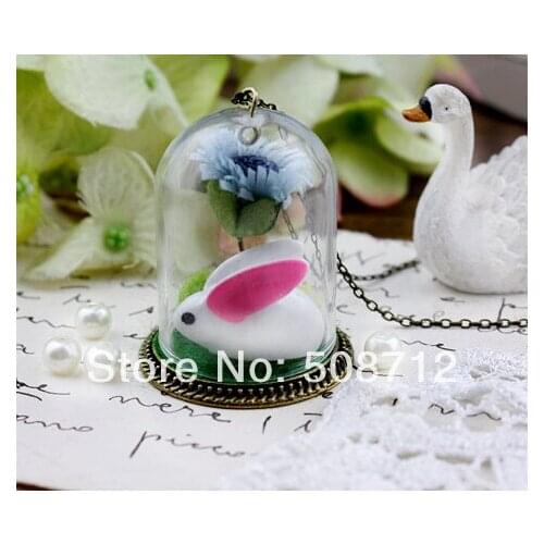 20sets s 38x25mm Large Clear Glass Bell Bottle with Antique Bronze Pendant Base