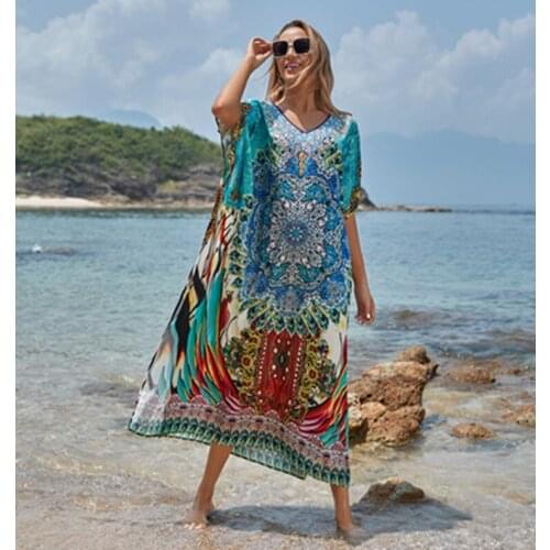 2020 Bikini Pareo Swimwear Coverup Plus Size Tunics Trendy Sarong Dress Hot Womens Swimming Suit Cover Up Loose Print Long