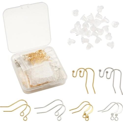 380pcs/box Brass Earring Hook, Iron Earring Hooks and Plastic Ear Nuts,Mixed Color ,7.4x7.2x1.7cm