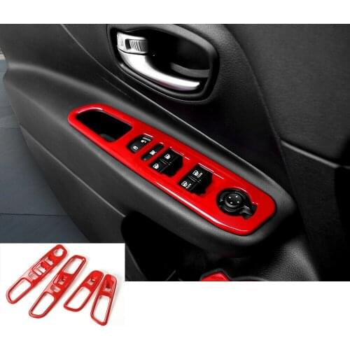 4pcs Red Front Window Lift Panel Trim Frame Cover For Jeep Renegade 2015-2017