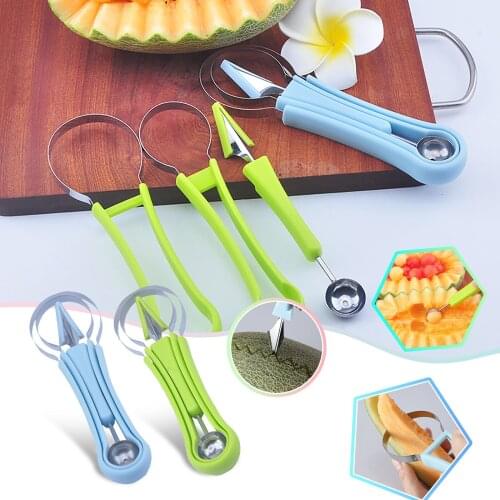 4 In 1 Melon Baller Scoop Stainless Steel Watermelon Cutter Fruit Carving Tool Set for Fruit Slicer Dig Pulp Separator