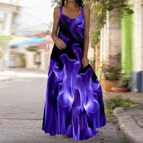 Bohemian Suspender Strapless Mop Robe Tie Dye 3D Printed Sleeveless Vestido New Design Female 2021 Summer Women Long Maxi Dress