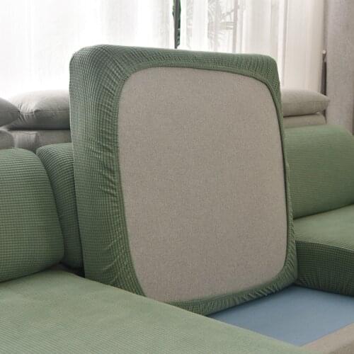 Sofa Cushion Cover Plaid Polar Fleece Slipcover For Living Room Chaise Longue Lumbar Pillow Great Elastic Green 1/2/3/4 Seater