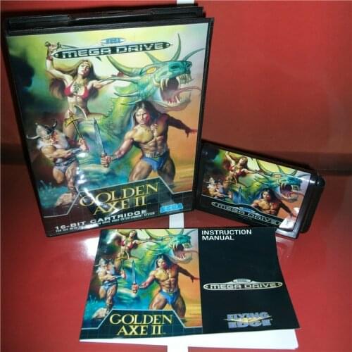 Golden Axe 2 EU Cover with Box and Manual For Sega Megadrive Genesis Video Game Console 16 bit MD card