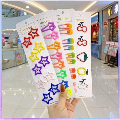 Baby Children Cute Colors Star Ornament Hair Clips Women Snap Clips Girls Sweet Barrettes Hairpins Kids Hair Accessories