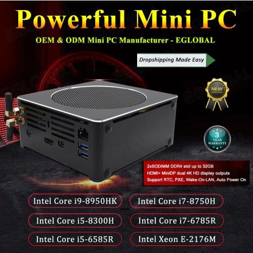 Eglobal Mini Gaming Pc S200 Core i5 8300H 4 Cores 8 Threads 8MB Cache 2*DDR4 2666MHz Micro Minipc Desktop Computer AC Wifi HDMI