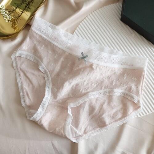 Pure cotton Mid-rise Seamless Panties women 2020 New Summer japanese Fresh floral sweet Bow Panties women N4053