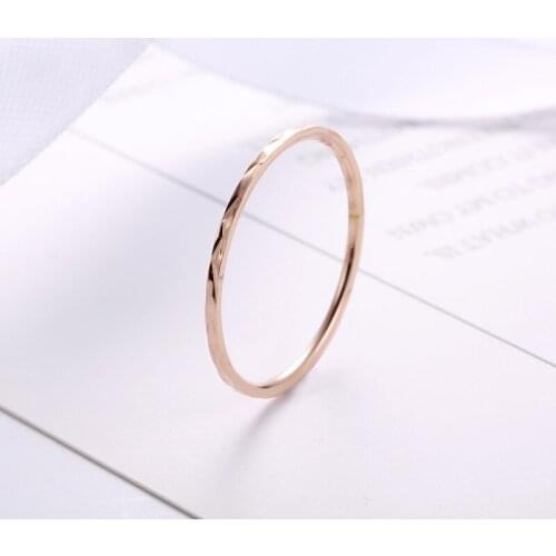 Rose Gold Line Ring Stainless Steel Simple Knuckle Rings For Womens Girls Finger Thin Band Rings Jewelry Size 5-10