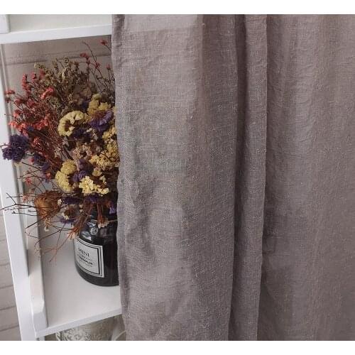 Vintage Rustic Style Linen Fabric Solid Taupe Color Drape Design Kitchen Curtains Living Room Bedroom Mesh Coffee Curtains