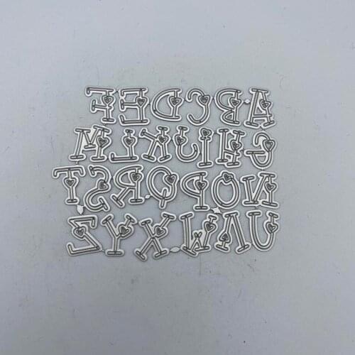 Metal Cutting Dies Letter Heart-shaped All Capital Letters Stencil for DIY Scrapbooking Album Embossing Paper Cards Deco Crafts