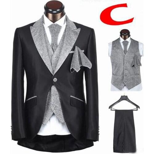 Hot Sale Mens Suits Wedding Groom Tuxedos For Wedding Vintage Best Men Classic Black Jacket+pants+vest