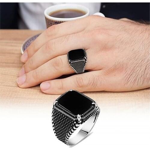 Onyx Gemstone 925 Sterling 925 K Silver Men 'S Ring